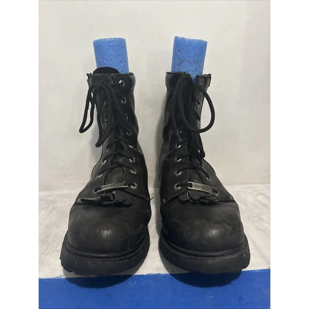 Harley Davidson Men's Black Leather  Zip Kiltie Logger Boots Size 11